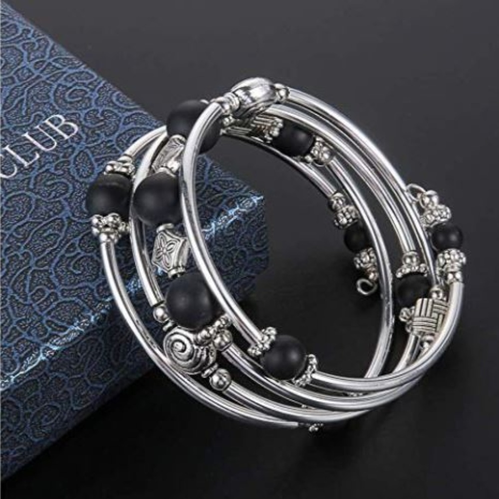 BRAND NEW Beaded Pearl Bangle Wrap Bracelet